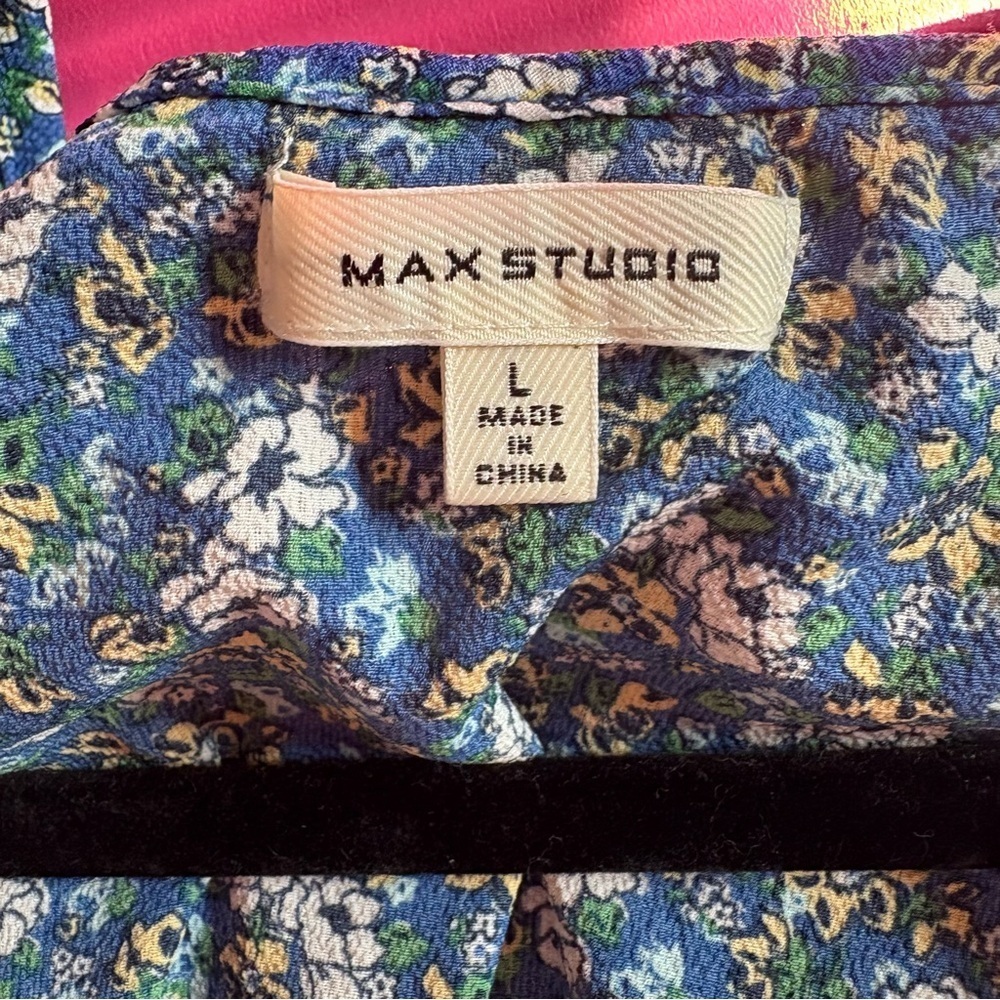 Max Studio Wrap Floral Blue Dress - Picture 4 of 6